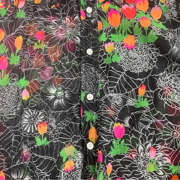 70s dagger collar sheer nylon floral button-up by Lord & Taylor FIFTH AVENUE - Picture 8 of 8